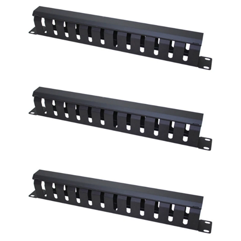 

HTHL-3X 1U Cable Management Horizontal Mount 19 Inch Server Rack , 12 Slot Metal Finger Duct Wire Organizer With Cover