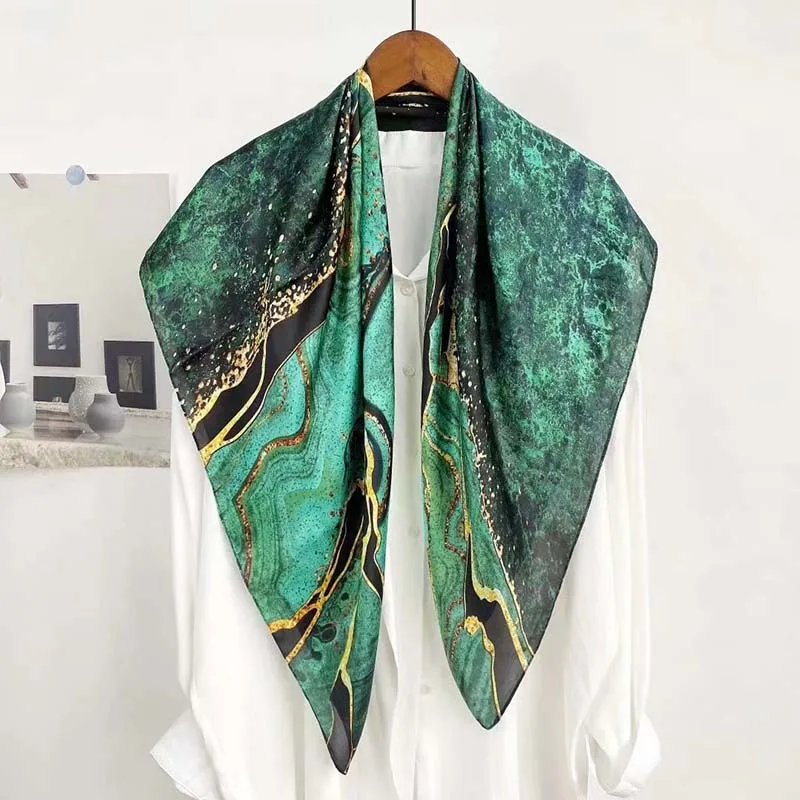 

Модный Шелковый атласный шарф с принтом 90x90 см, женские пляжные полотенца, Солнцезащитная шаль, летние тонкие мягкие уличные женские головные шарфы V132