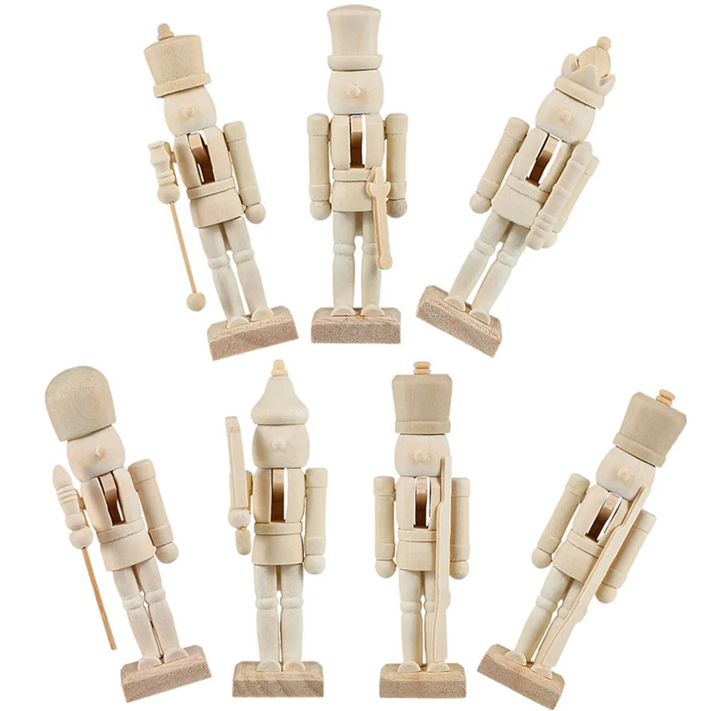 

6/7/8pcs 12cm Unfinished Wood Christmas Nutcracker Soldier Unpainted DIY Craft Blank Nutcracker Puppet Xmas Decoration