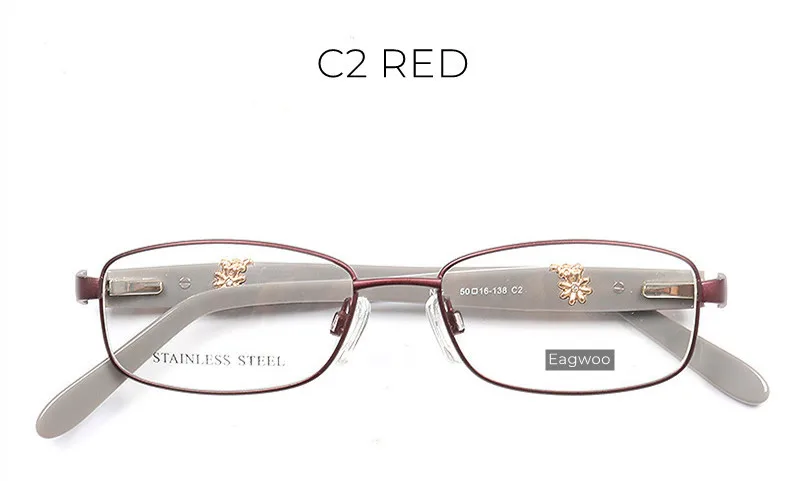 Eagwoo Edelstahl Vollrand optischen Rahmen entworfen Frauen Brille kleines Gesicht geeignet Blumen dekoration – Detail 6