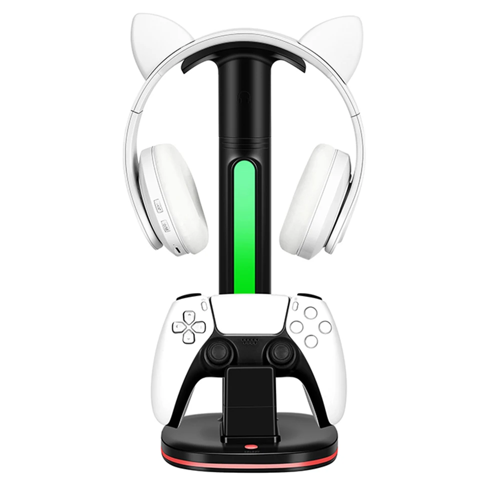 Station de charge PS5 avec support Casque, porte téléphone et lumière RGB