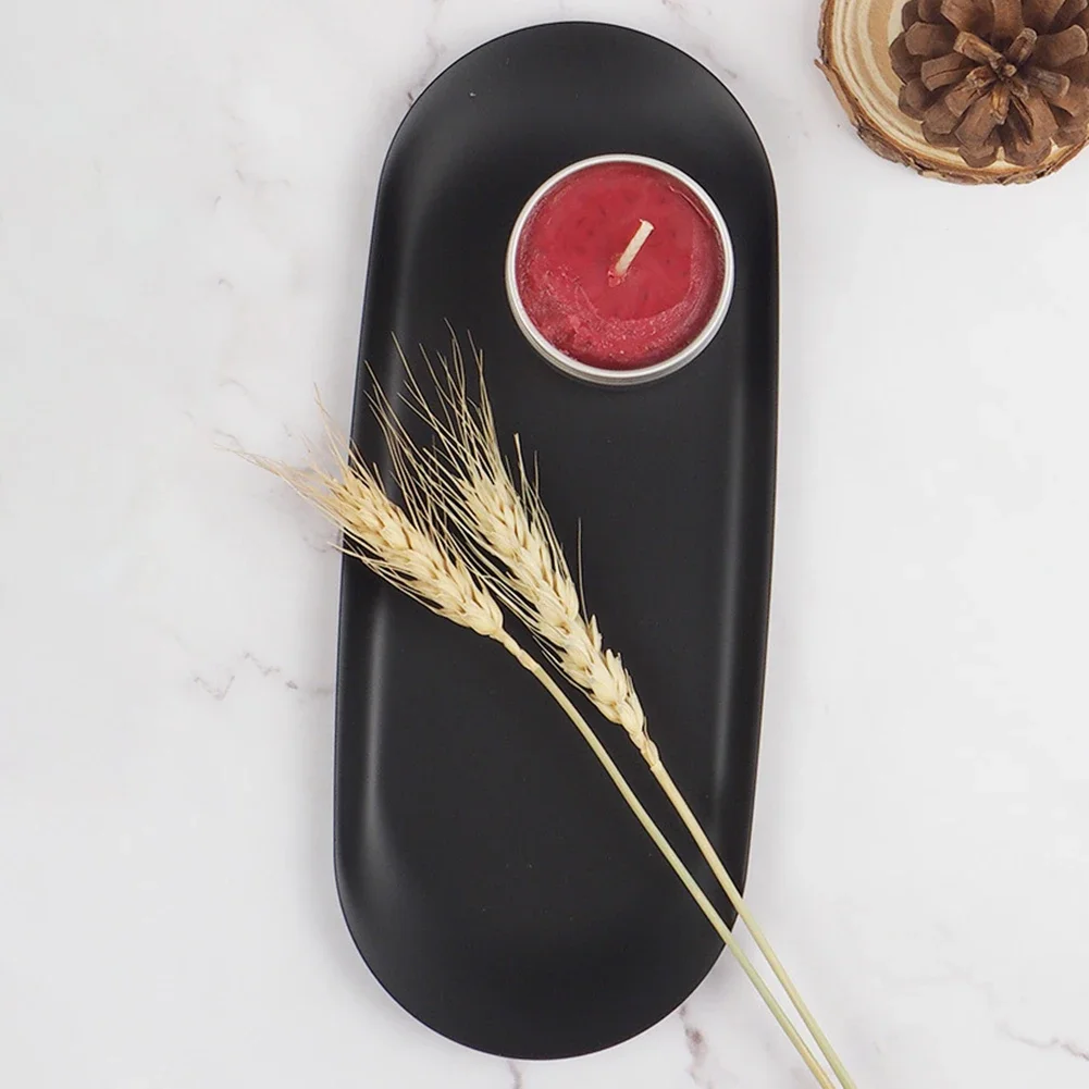 Nordic Style Candle Tray Oval Metal Tray for Home Decoration and Jewelry Stainless Steel Black/Bronze/Rose Gold 18cm/23cm 2