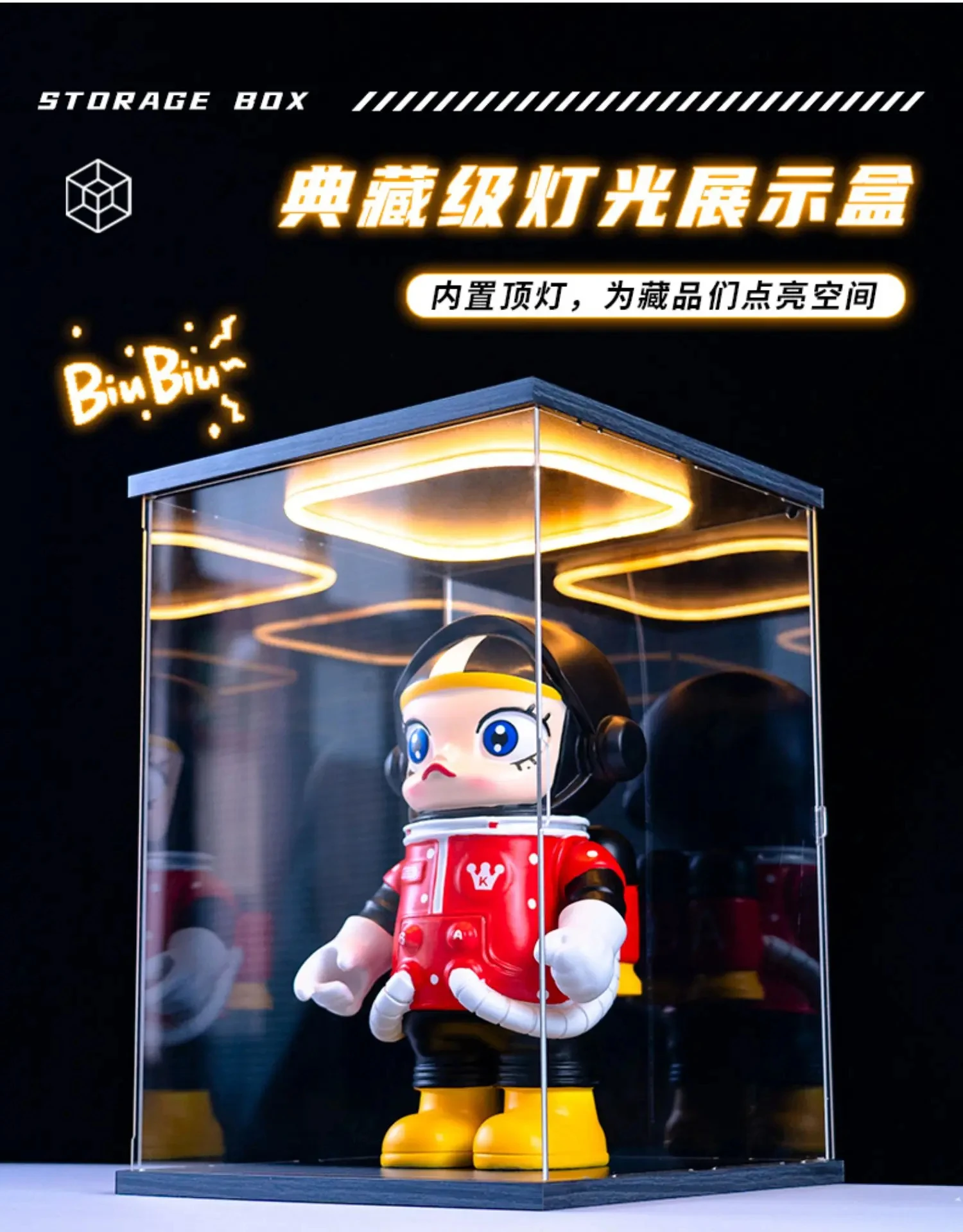 Description Picture 2 of itemAcrylic Display Case with Ring LED Light for Car Model, Assemble Dust Storage Box with Door for Collections,  Figure Showcase