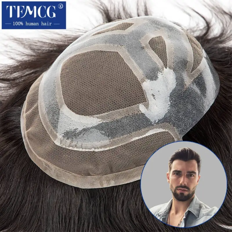 VERSALITE Male Hair Prosthesis Lace With Pu Breathable 100% Natural Human Hair Toupee Men Wig Exhuast Systems Wig For Men