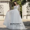 BEPEITHY Customized Pastrol O Neck Lace Modern Wedding Dresses For Women A Line Long Sleeves Wedding Dress Beach Bridal Gown 6