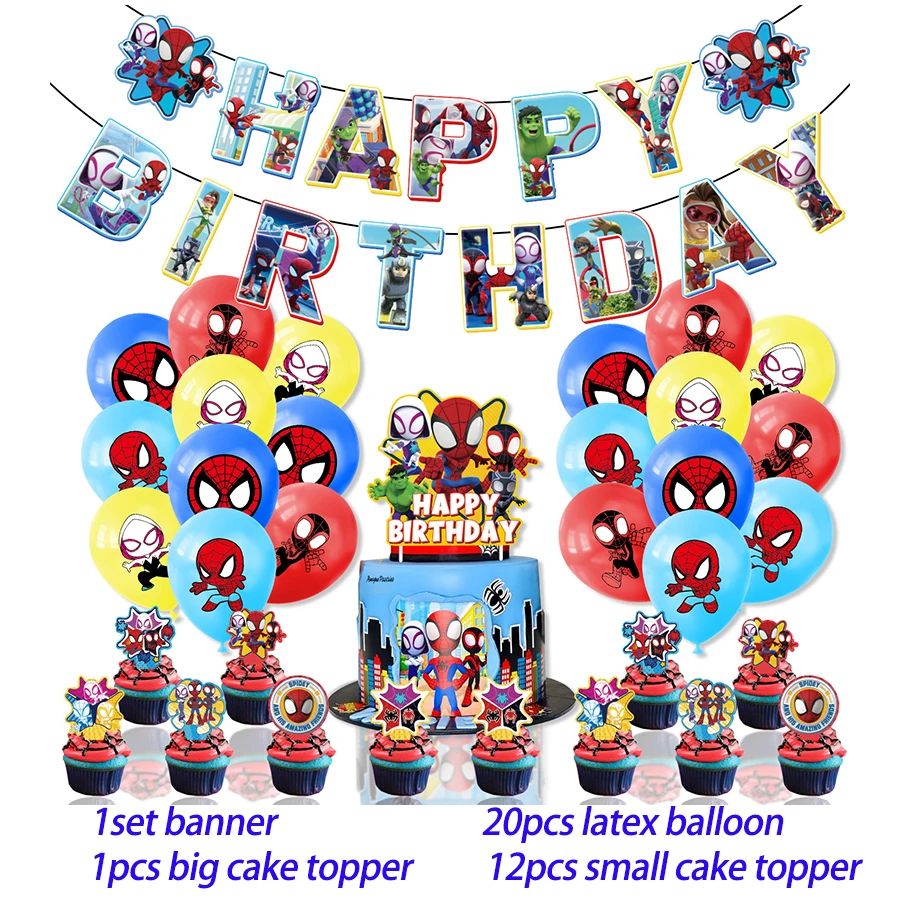 thumbnail image 1 of Decoración para fiesta de cumpleaños de superhéroes Globo de Los Vengadores Spiderman Iron Man Hulk Suministros para fiesta Vajilla Banner Telón de fondo, 1 of 5