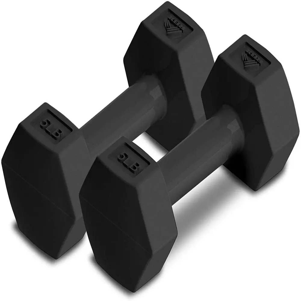 

Vinyl Coated Hand Weight Dumbbell Set - Hex Shaped, Roll Free for Body Building/Sculpting/Strength Training Exercise, (Set of 2)