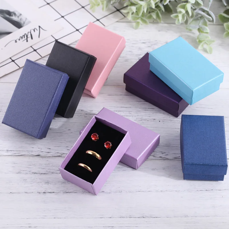 

32pcs Travel Accessories Jewelry Sets Box Cardboard Necklace Earrings Ring 5*8cm Gift Packing with Black Sponge Can Custom logo