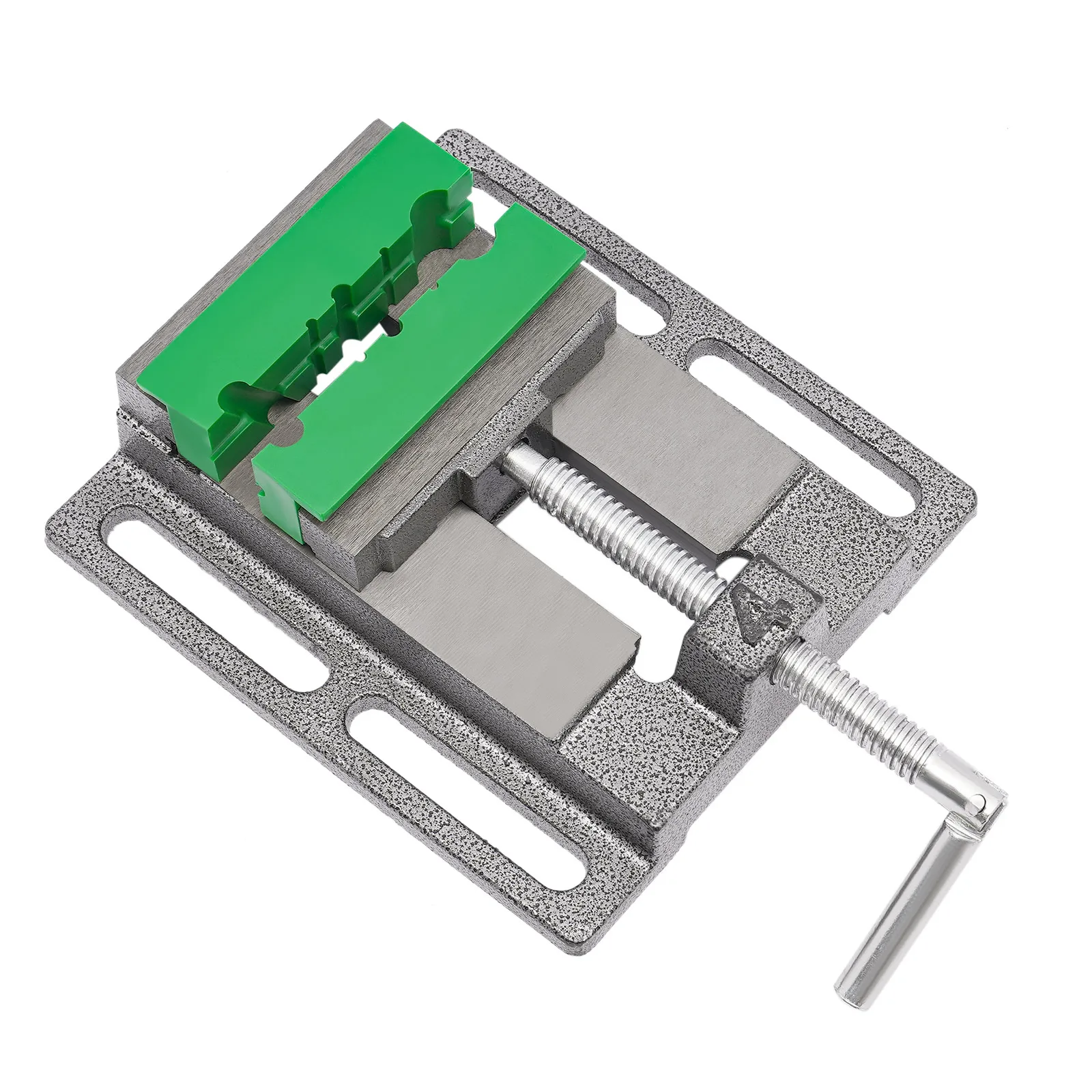 4 Inch Mini Precision Drill Press Vise Clamping Holding Throat Open Workbench Vice Black/Blue With 2 Pieces Magnetic Vise Pads 3