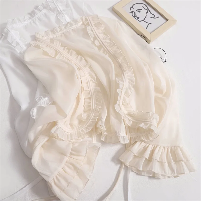 

Женский шифоновый кардиган с оборками, блузка с длинным рукавом, Солнцезащитная пляжная одежда, модель WZ2224 на лето, 2023