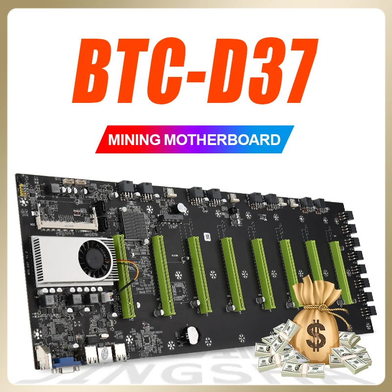 Mining Btc Btc-d37 Mining Motherboard Vga 8pcie 16x 8gb Graphics Card  Support Ddr3 Ram Integrated Vga Low Power - Motherboards - AliExpress