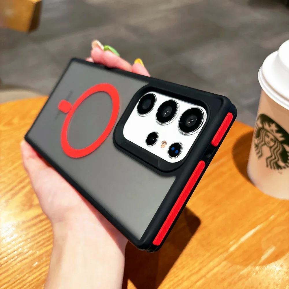 For Magsafe Fashion Slim Matte Liquid PC Magnetic Wireless Charging Case For Samsung Galaxy S25 S24 S23 S22 Ultra Plus Cover
