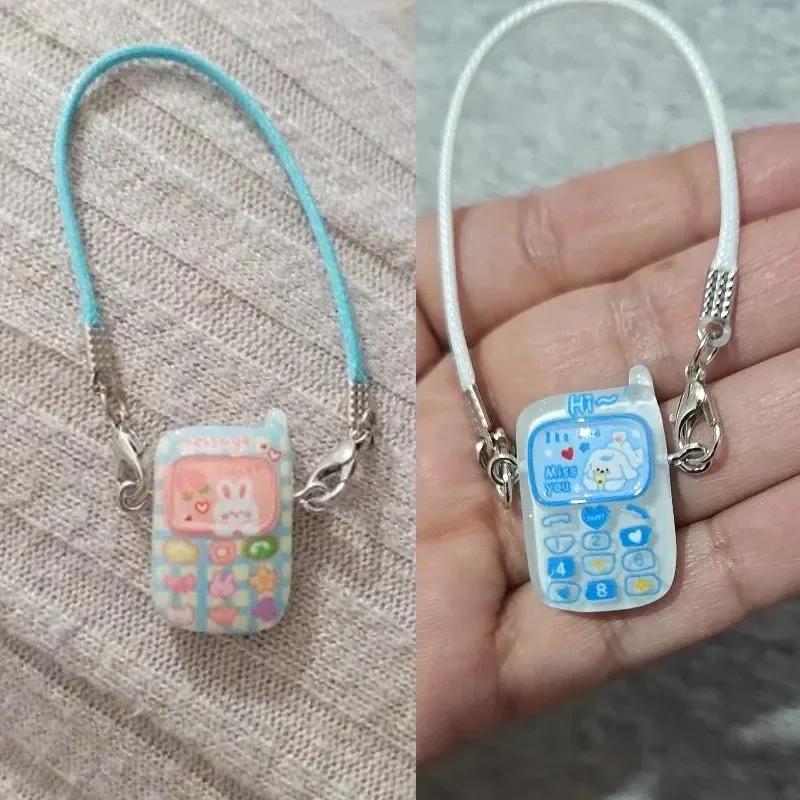 1/5pcs Mini DIY Mobile Phone Dress Up Plush Toy for Labubu 17cm Doll Phone Dollhouse Hanging Neck Accessories Dollhouse Pendant