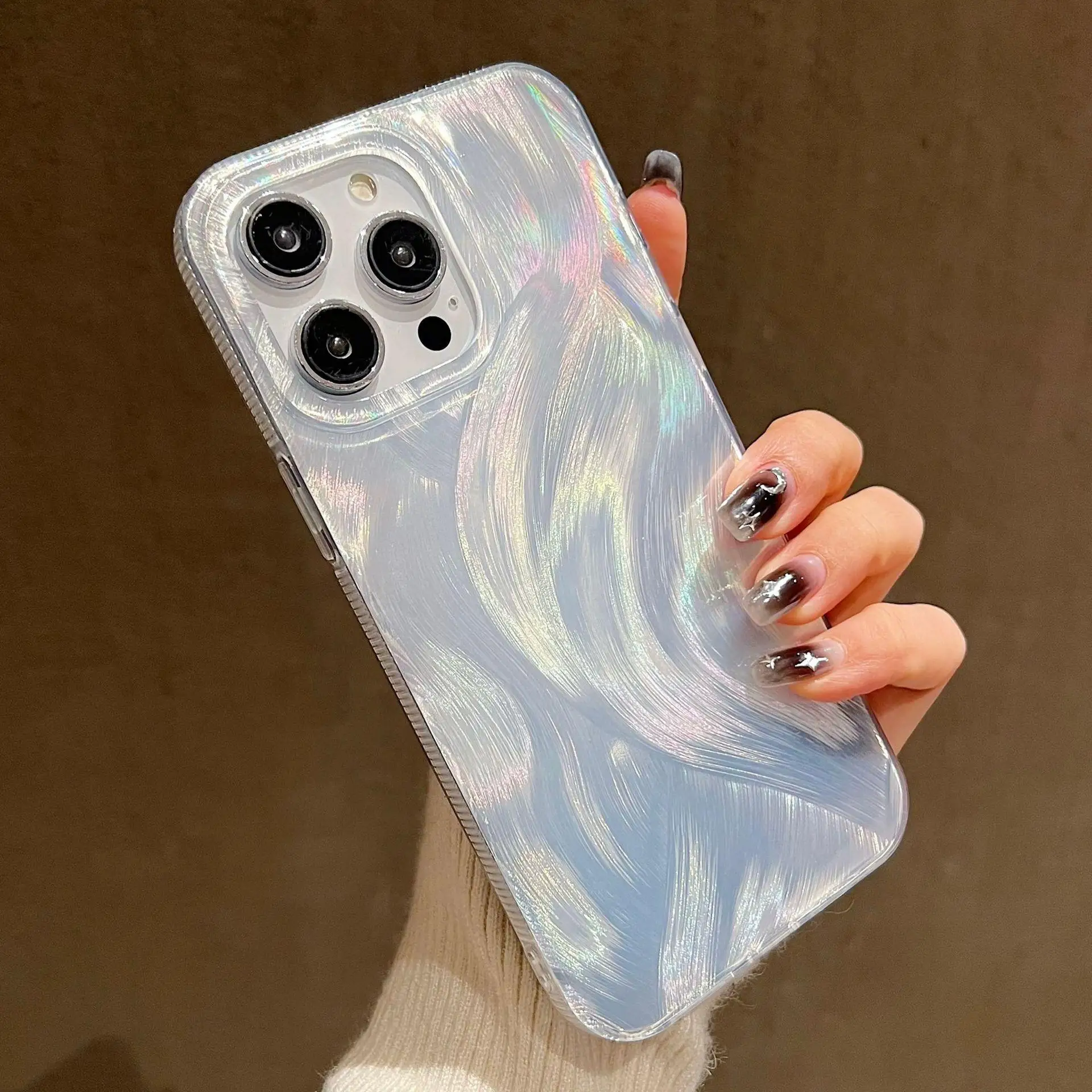 Coque de luxe en silicone souple avec dégradé laser argenté pour OPPO Reno 11 5G 11F 8 Pro A60 A38 A78 A58 A57 A3S A5S_voghion.com