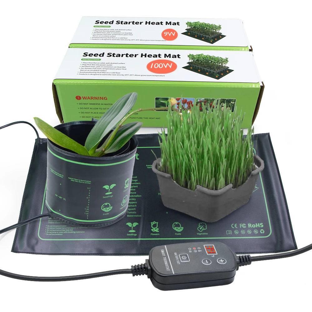 7-100W Adjustable Thermostat Seedling Heated Mat for Garden Winter Plants Nursery Heating Pad Seed Germination Growth Warm Mats