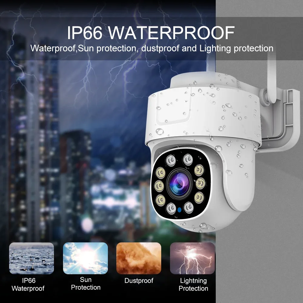 ANSVICAM 5MP Wifi PTZ Camera Outdoor 10X Zoom Security IP Camera Color Night Vis