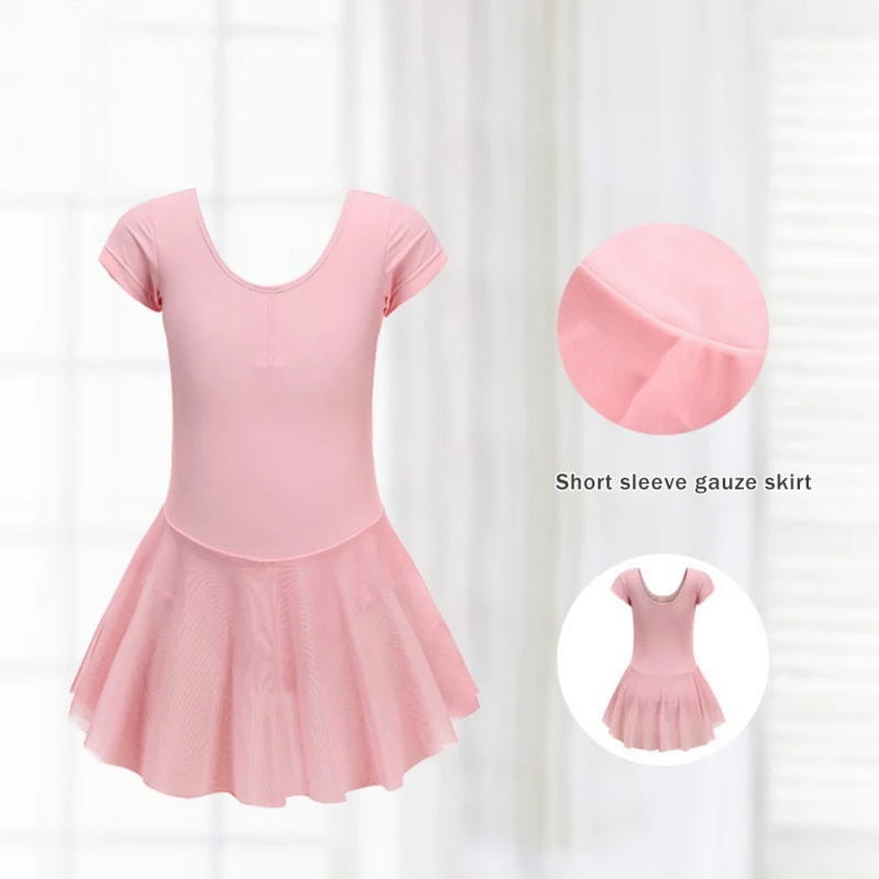 

Kids Girls Ballet Gymnastic Leotard Tutu Dress Ballerina Stage Show Dancewear Dance Costume Bodysuit Short Sleeve Dance Dresses