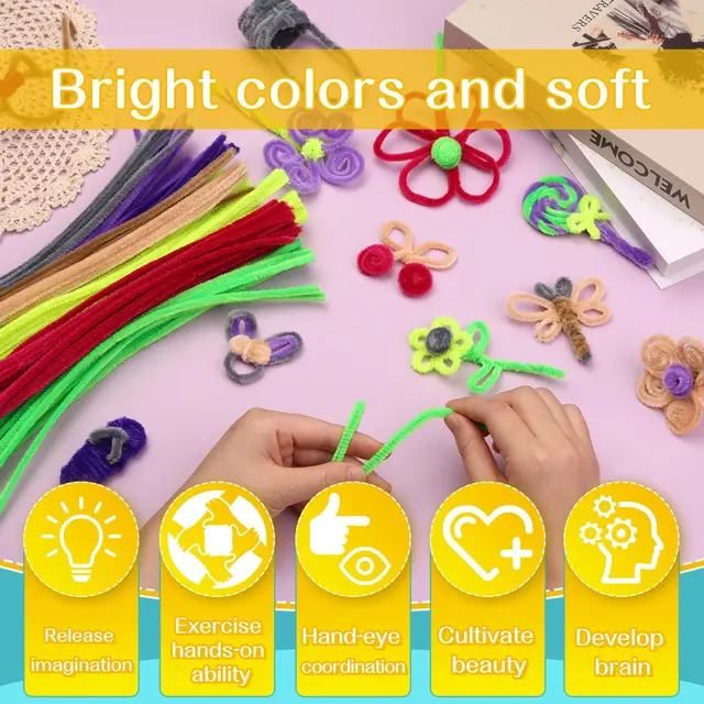 100pcs Chenille Pipe Cleaners 4