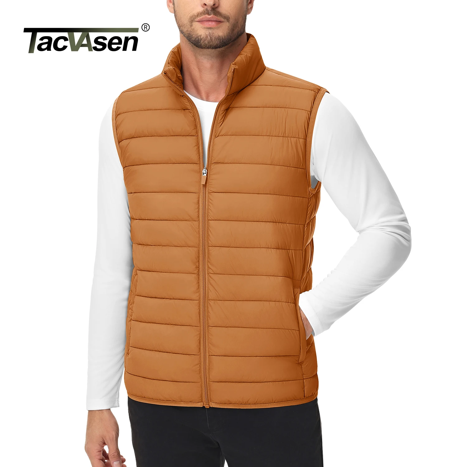 TACVASEN Lightweight Puffer Vest Mens Windproof Vest Sleeveless Winter Jacket Casual Coat Warm Thicken Waistcoat Streetwear puffer jacket