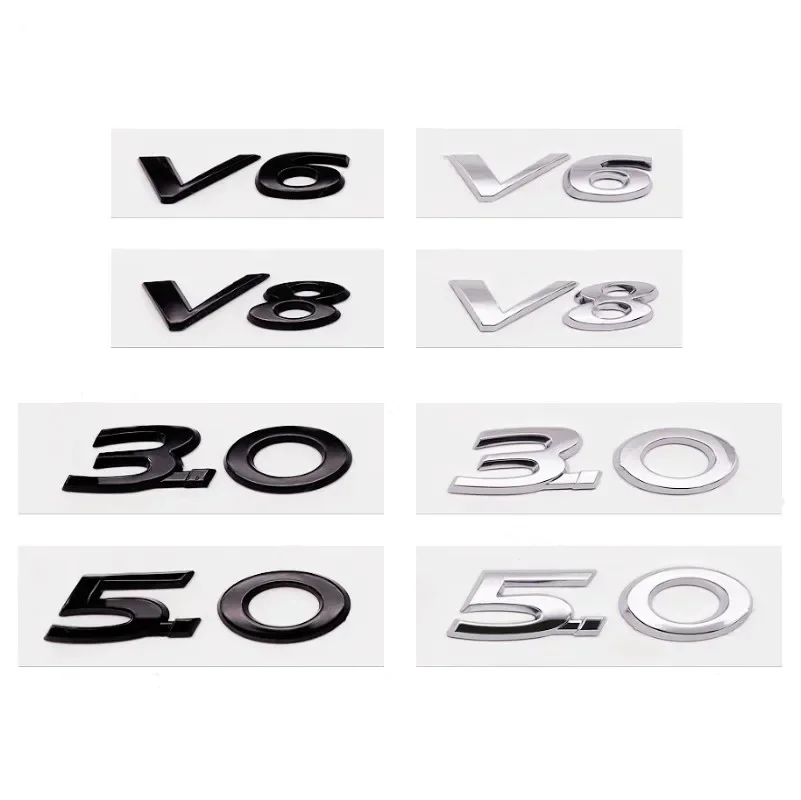 3D Abs V6 V8 3.0 5.0 Auto Lettera Emblema Distintivo Parafango Posteriore Tronco Adesivo Per Jaguar F-Type E-Pace F-Pace Xe Xf Xjl 20T 25T 30T 35T