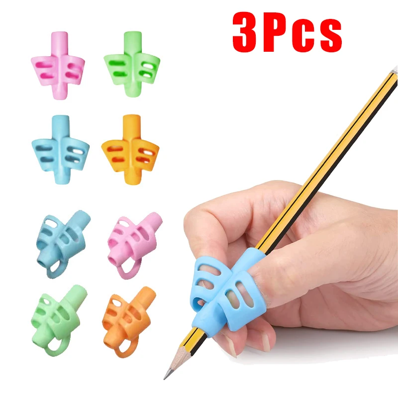 

3Pcs Children Writing Pencil Pen Holder Kids Learning Practise Silicone Pen Aid Grip Posture Correction Device for Students