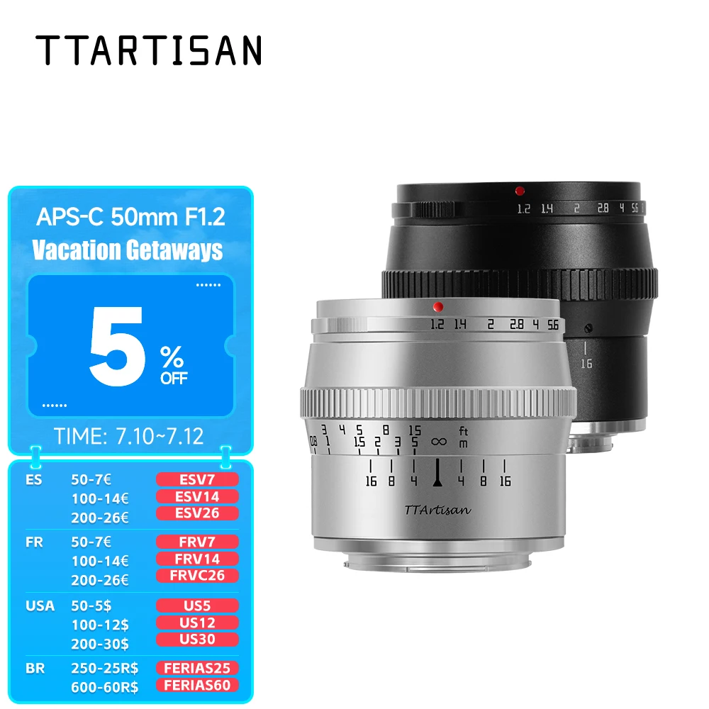 TTArtisan 50mm F1.2 Large Aperture Portrait Camera Lens for Sony E