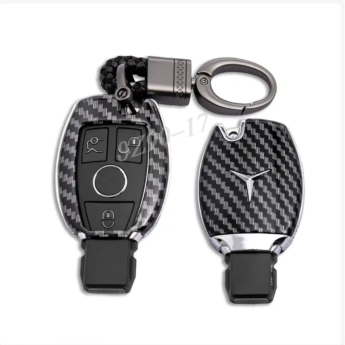 Premium Carbon Fiber Car Key Fob Cover with Keychain