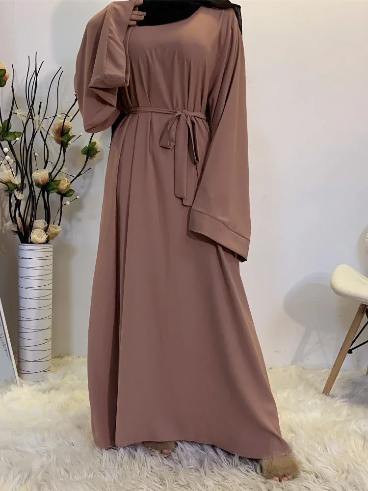 Muslim Dubai Abaya Long Hijab Dresses with Belt Islamic Clothing Fashion Abayas African Dresses for Women Kaftan Robe Musulmane