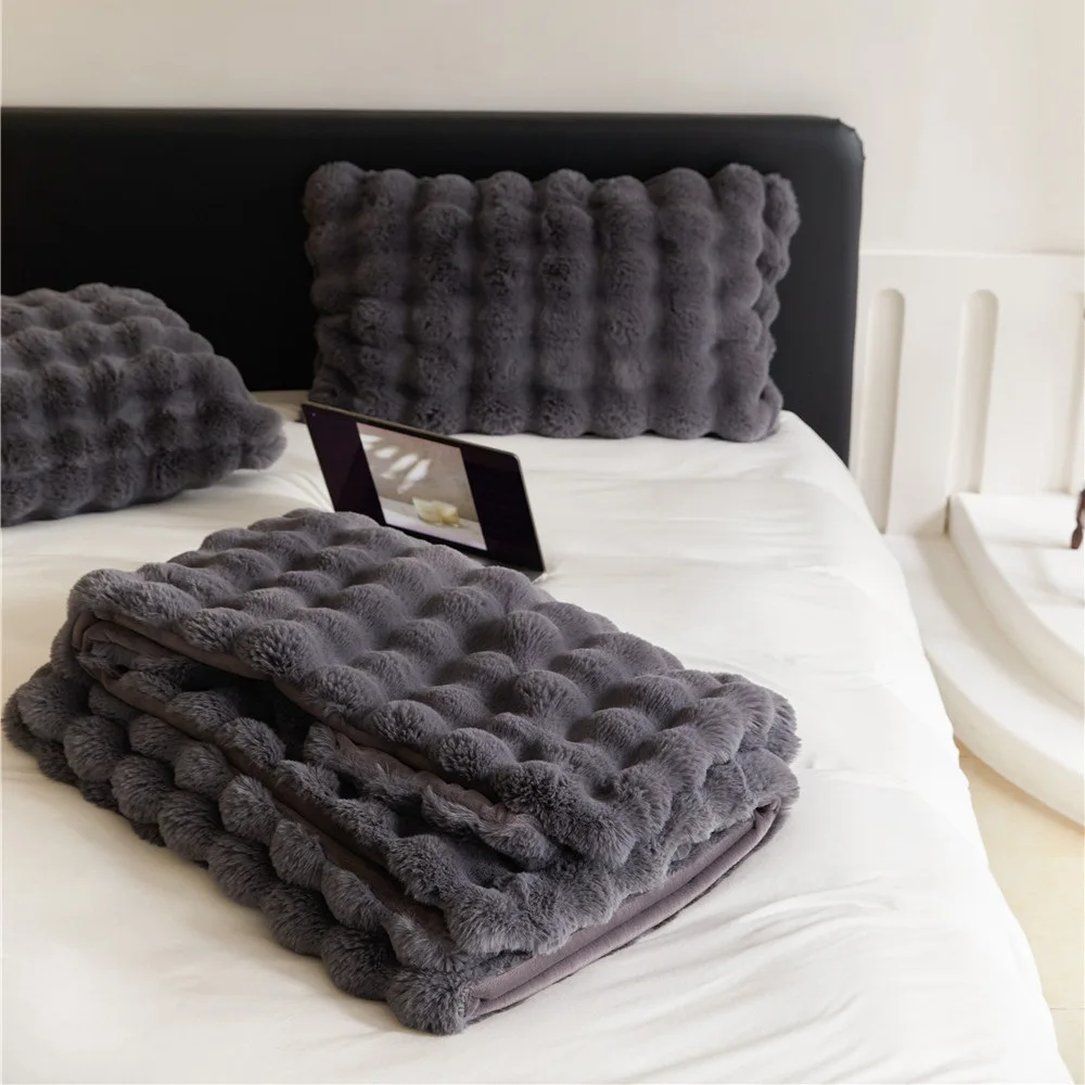 Blanket Soft Plush Fluffy Fuzzy Warm Cozy for Couch Bed Sofa Blanket Plush Office Nap Throw