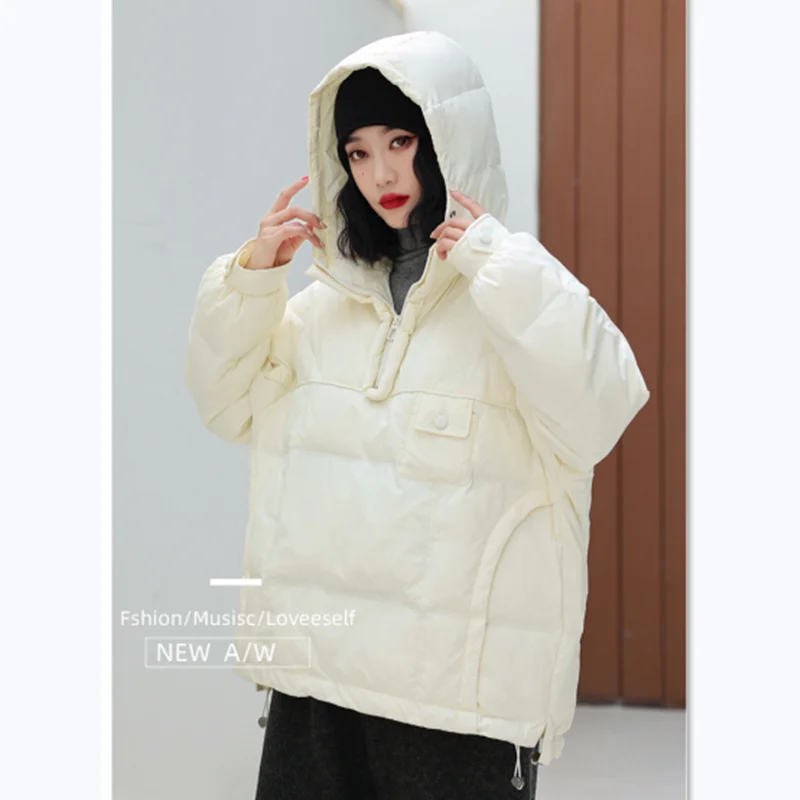 Women's Sweater Pullover New Loose Fat Thin Short Duck Down Jacket Outdoor Trekking Travel Camp Skiing Warm Coat Tooling Outer