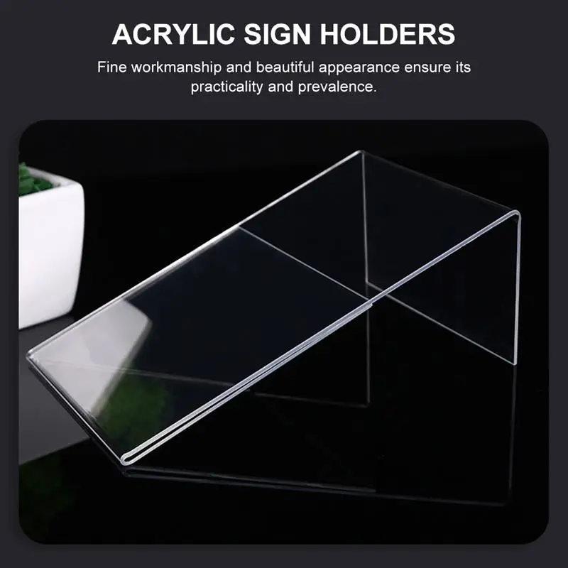 Photo Card Holder Desk Card Holder Card Display Stand Acrylic Sign Holder 9pcs Acrylic Stand Holder Clear Picture Frame Display Table Menu Cards Photo Display Slanted Sign Holders Desktop Holder