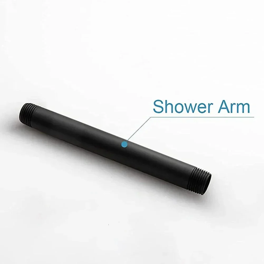 10-30cm Black Shower Bracket Flange Straight Ceiling-mounted Shower Head Extension Bathroom Accessories