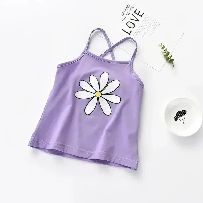 Girls Tops Camisoles Toddler Baby Shirts Cartoon Undershirt Sleeveless T-shirt Children's Underwear for kids underwear,kids tops