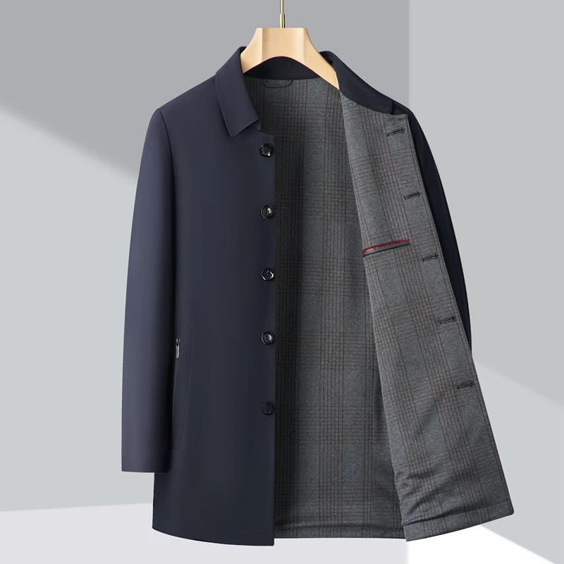 Men Trench Coat Autumn Casual Fashion Business British Girdling Length Jacket Trend Versatile Slim Male Suit Top Streetwear New
