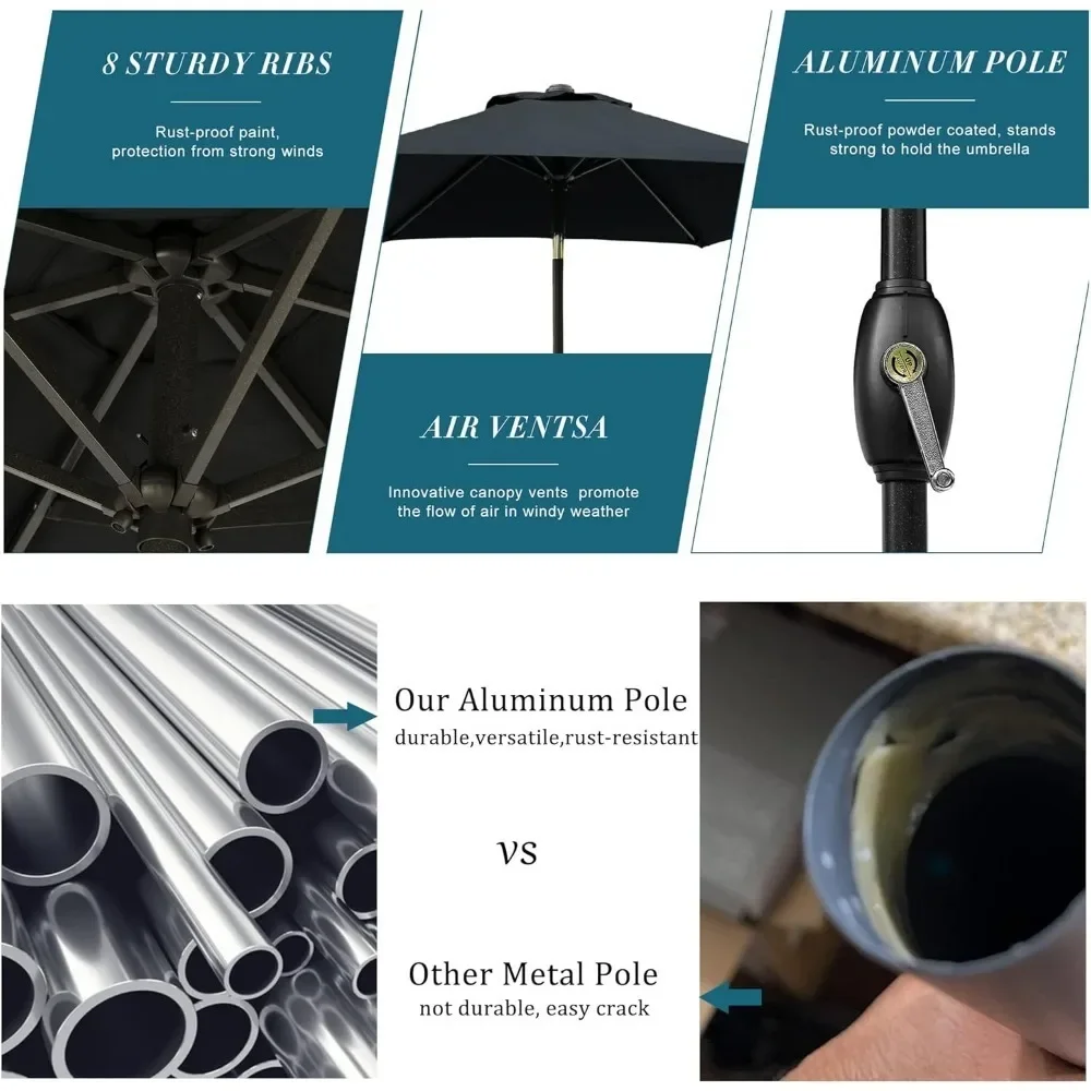 10FT x 6.5FT Patio Umbrella with Tilt & Crank 4