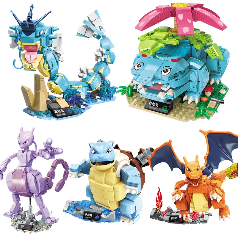 Set Blocchi Costruzione Pokémon - Venusaur, Blastoise, Mewtwo, Charizard - Mattoncini Compatibili Lego