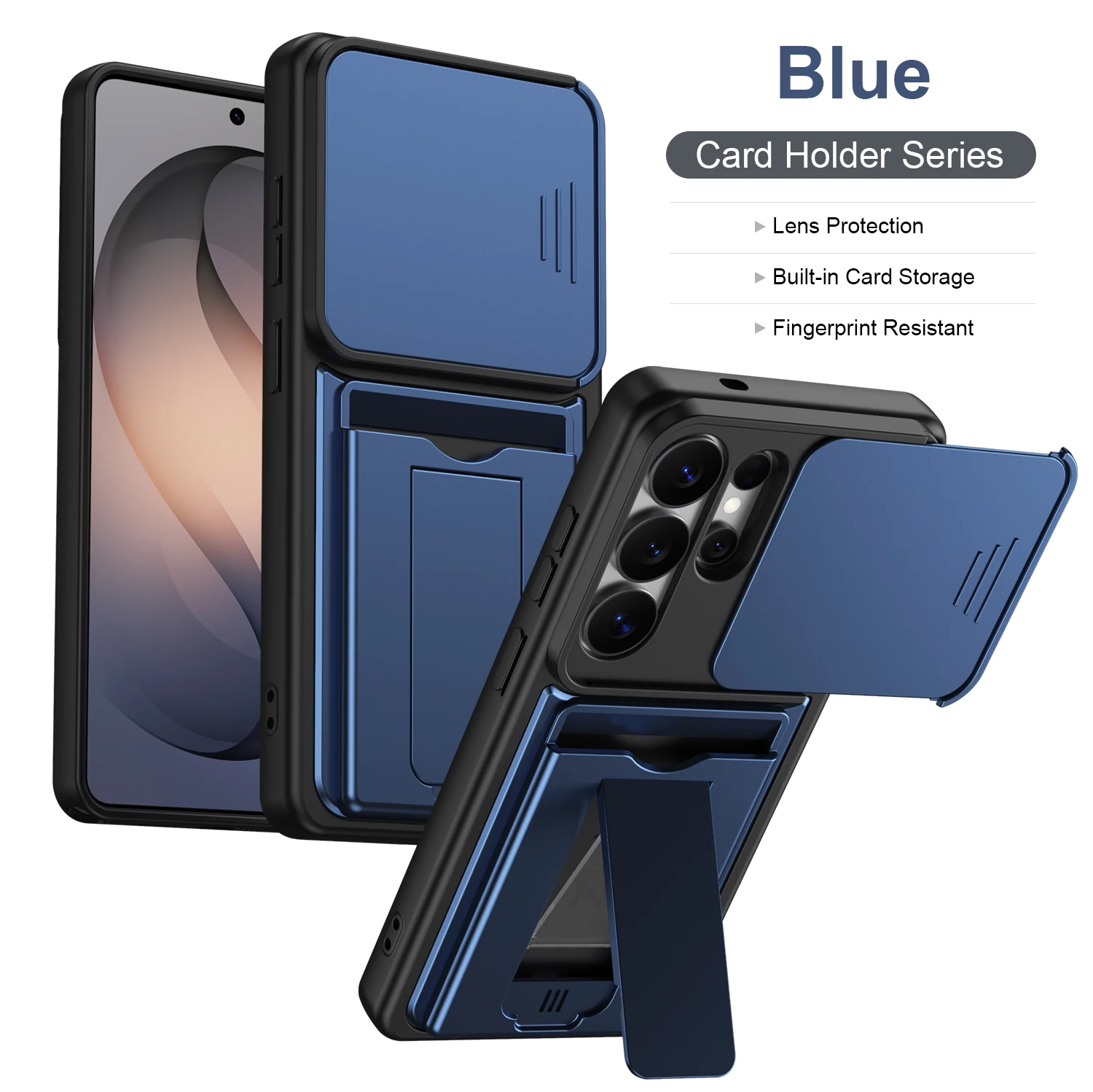 Heavy Duty Shockproof Card Holder Wallet Case with Lens Protection
