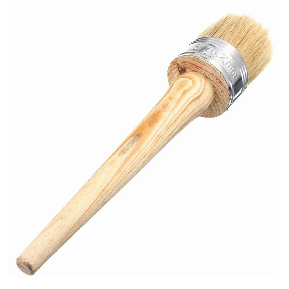 Round Chalk Paint Brush House Chip Paintbrush Circle Stencil with Bristle Pig Mane Paint Brushes