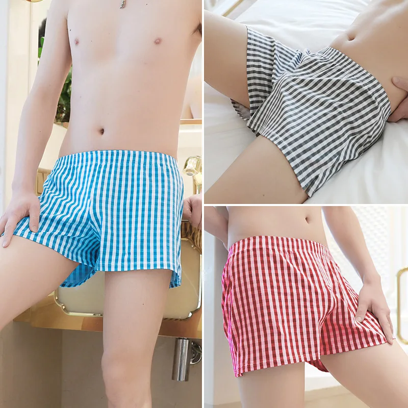 Wholesale Men's Stripe Underwear Boxer Shorts Aro Cotton Pants Breathable Summer Loose Large Underpants