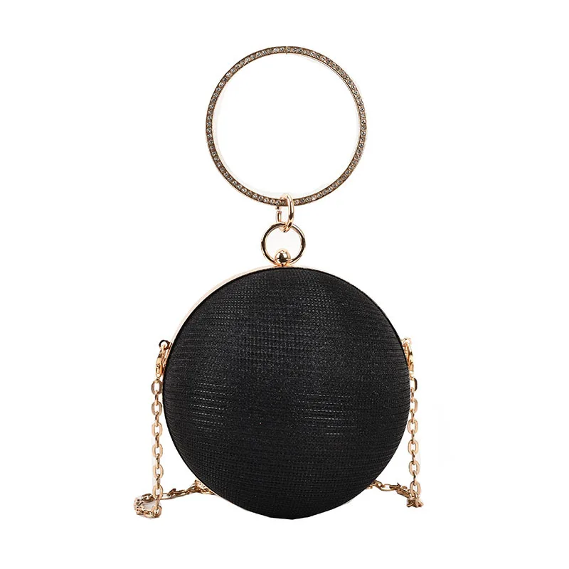 Circular Ring Portable Evening Bags Metal Sliver Round Ball Handbags For Lipstick Elegant Clutch Purse Wedding Wallets_voghion.com