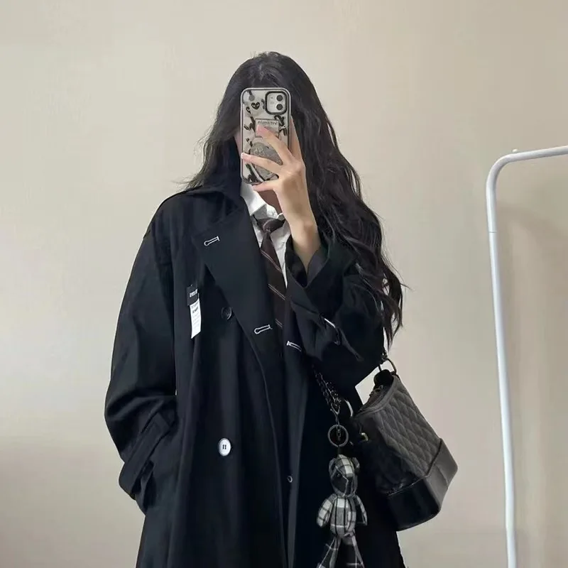 British Style Long Women's Trench Coat 2023 Autumn Korean Version Lapel Slim Waist Coat Elegant Temperament Winter Clothes Women