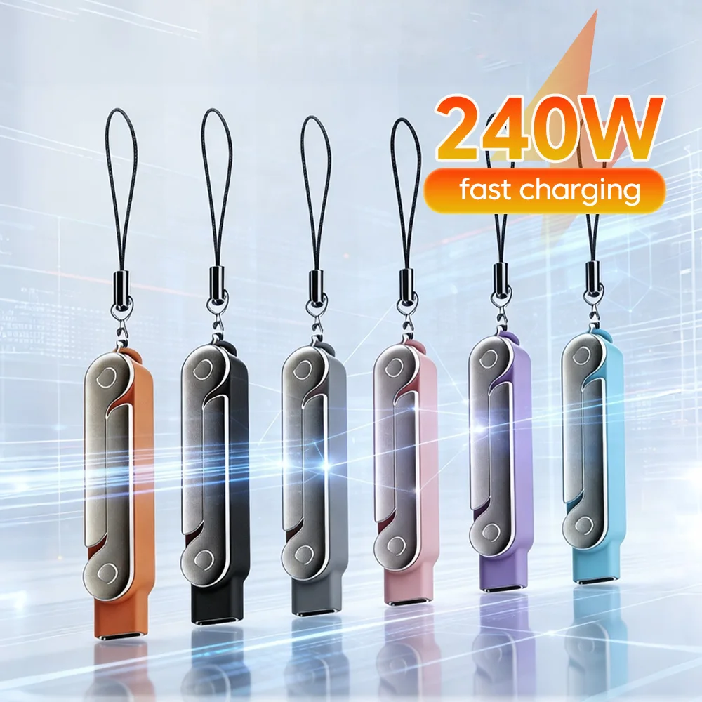240W Type C Phone Charging Bracket Adapter Fast Charging Type C Male to USB C Female OTG Converter With foldable Phone Holder