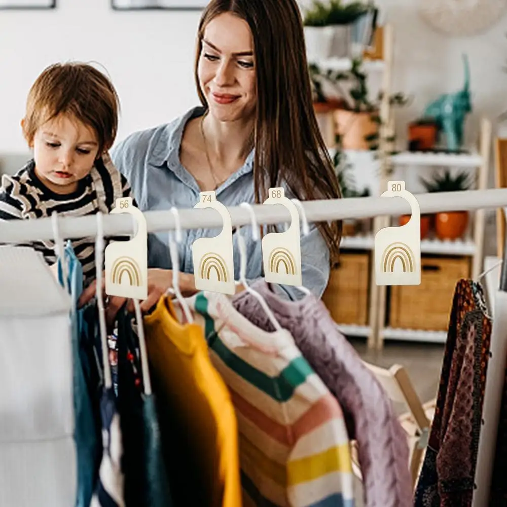 Description Picture 3 of item8Pcs/Set Clothing Rack Divider Wooden Closet Size Divider Baby Closet Organizers Hanger Separators Hanging Closet Dividers