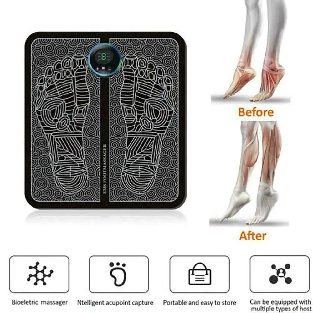 Ems Electric Foot Massager Pad Stimolatore Muscolare Lcd Mat Tens Pulse Agopuntura Fisioterapia Dolore Alleviare La Circolazione Sanguigna
