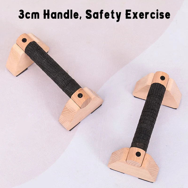 Beech Wood Calisthenics Bar Solid Wood Parallettes Push-Up Bar for Home Gym Floor Workouts Bodyweight Training