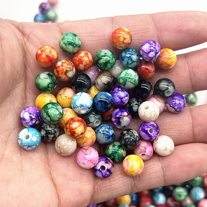 50-200pcs 8mm 꽃 라운드 아크릴 비즈 보석에 대 한 느슨한 스페이서 비즈 DIY 수 제 의류 액세서리 만들기