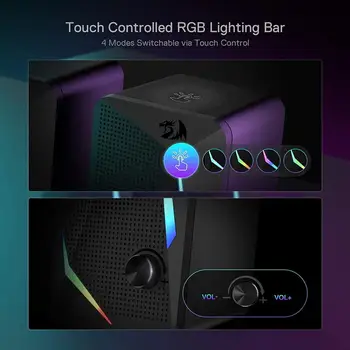 Redragon GS510 Waltz RGB Desktop Speakers, 2.0 Channel PC Computer Stereo Speaker with 4 Colorful LED Backlight Modes, Enhanced 2