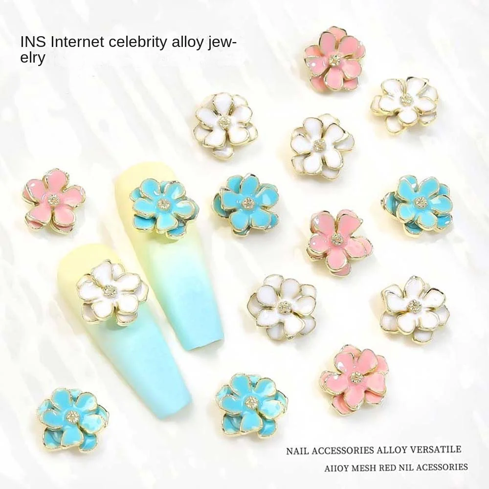 

10Pcs/set Manicure Ornaments Flower Nail Decorations DIY Nail Art Charms Nail Jewelry Flower Nail Accessories