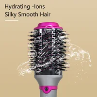 Woman brushing hair brush 2 In 1 Electric Hot Air Brush One Step Professional Salon Hair Styler Electric Ion Blow Dryer Brush 2