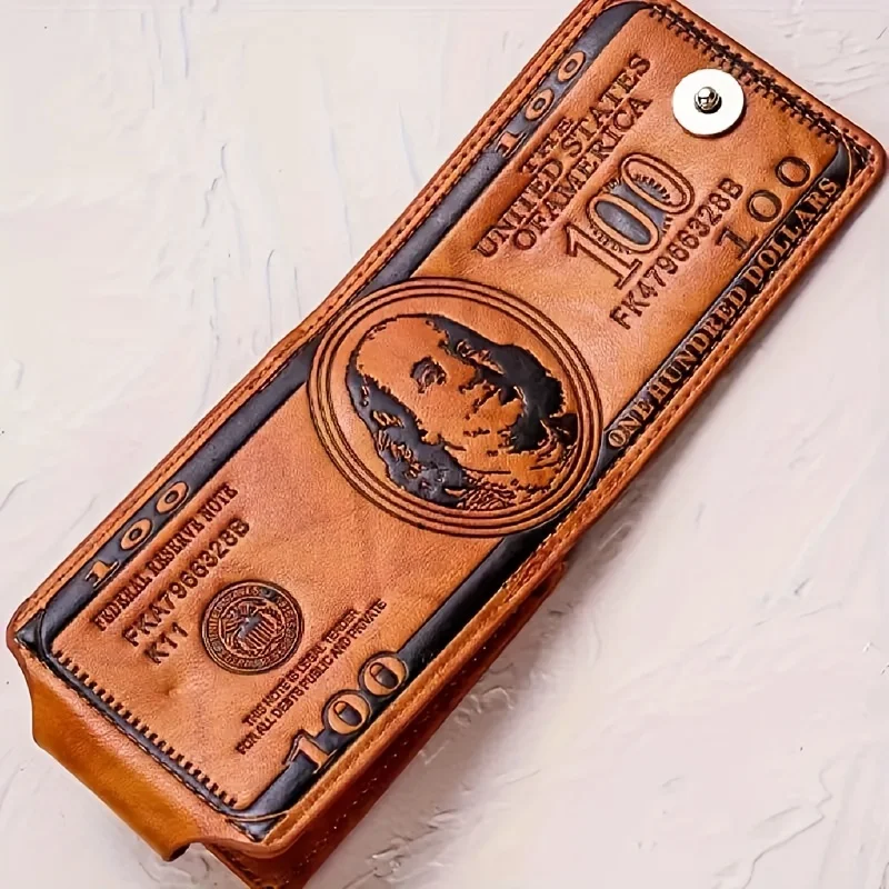 1 x modische Geldbörse mit Dollar-Aufdruck, tragbar, mit mehreren Kartenfächern, einfache Alltagstasche für Damen und Herren – Detail 4